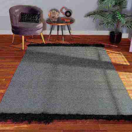 Baxton Studio Dalston Modern and Contemporary Dark Grey and Black Handwoven Wool Blend Area Rug 187-11862-Zoro